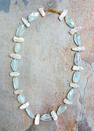 Aquamarine & Pearl Necklace