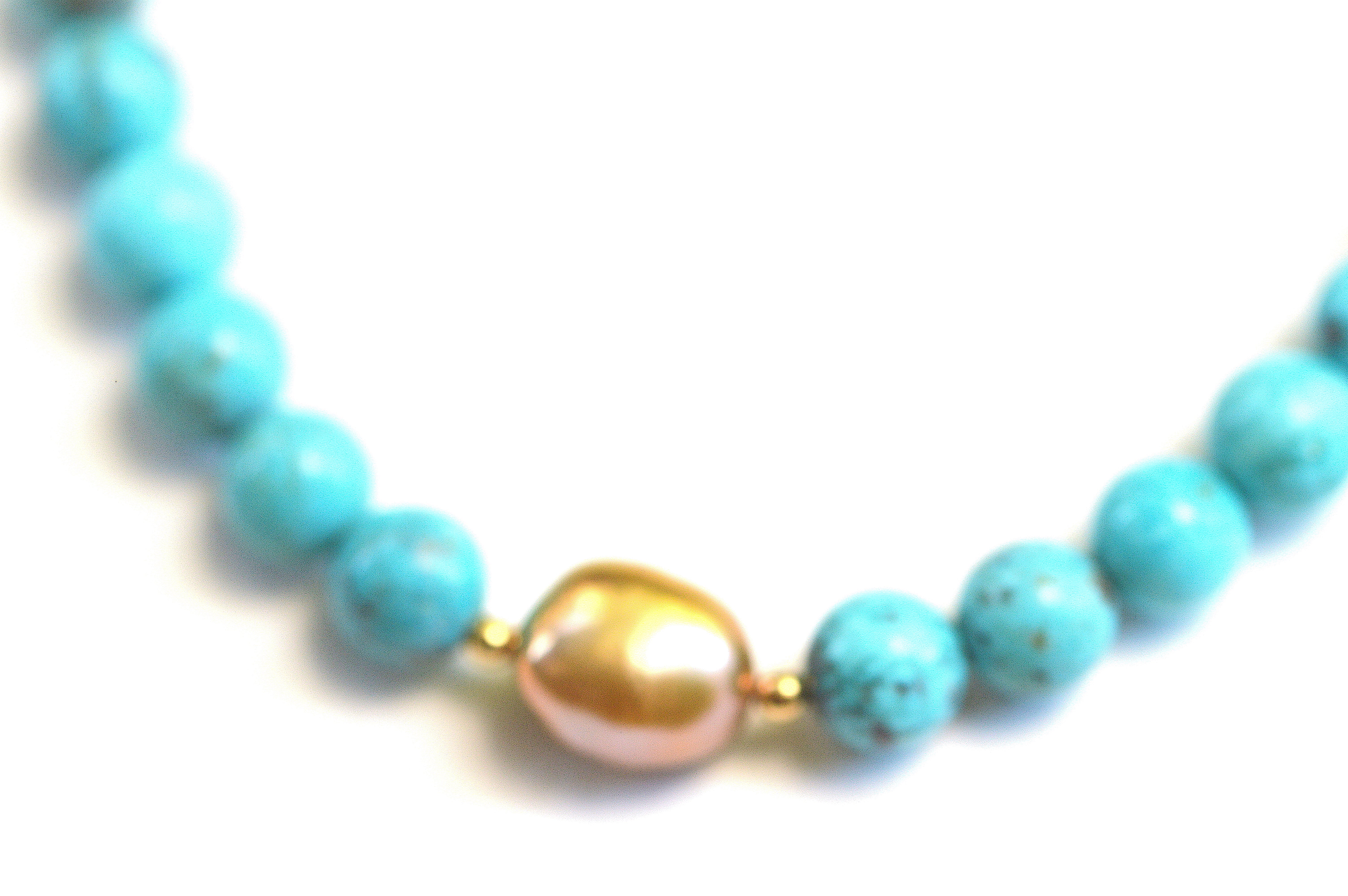 Turquoise Necklace with Gold Pearl